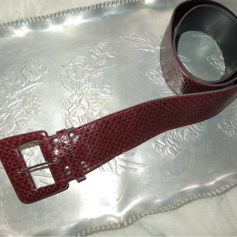 Red Snake Textured Belt - Picture 2 of 5